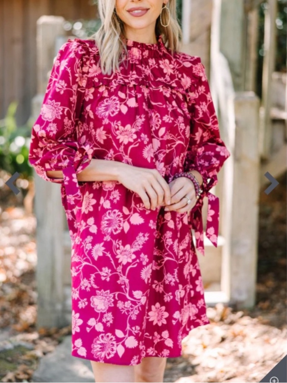 NWT Sugarlips Floral Ruffle Tie Sleeves Smocked Neck Mini Dress